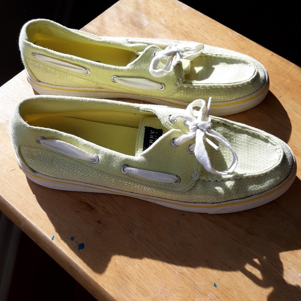 Sperrys Yellow Sparkle Womens 9.5M